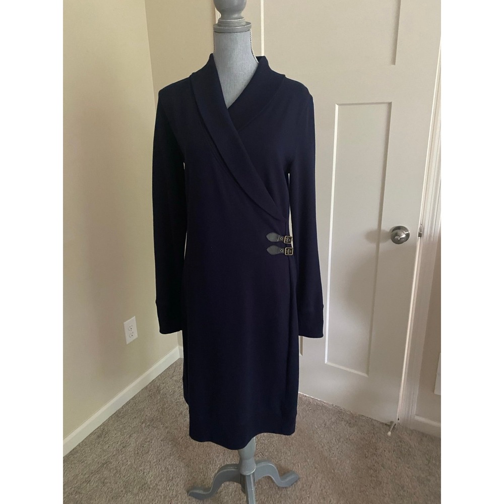 LRL Ralph Lauren Navy Blue Wrap Dress  Buckle Detail